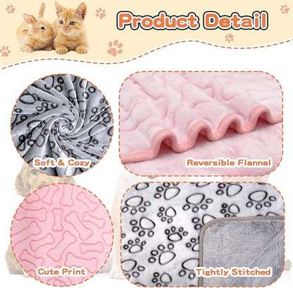 1 Pack 3 Dog Blankets for Medium Dogs, Soft Fleece Dog Blanket Fluffy Pet Blanket Warm Sleep Mat Cute Bone Print Puppy Cat Blanket, Flannel Throw for Washable Dog Bed, Blanket for Dogs, 41"X31"