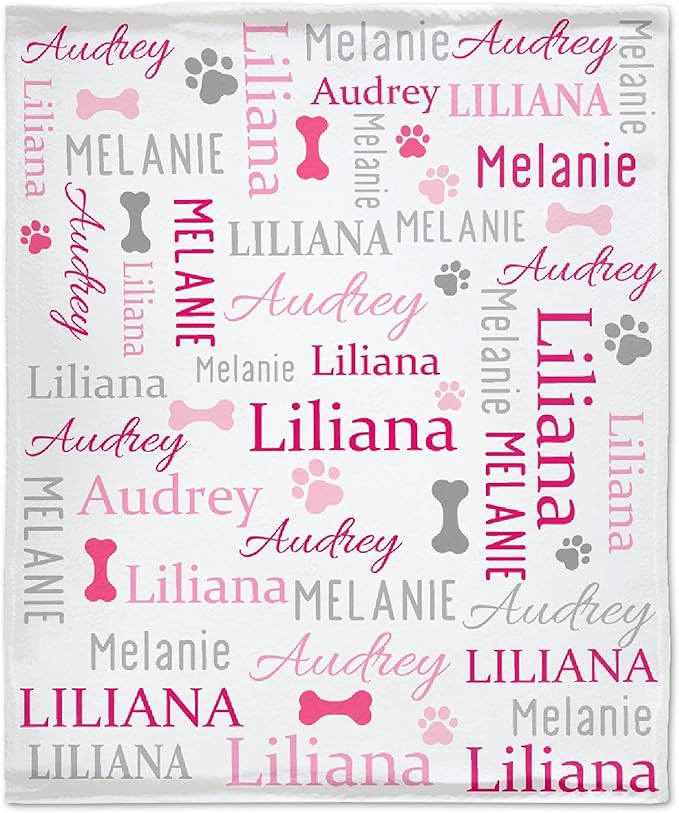 Personalized Dog Blankets Dog Paw Print Blanket Puppy Blanket 60"x50"