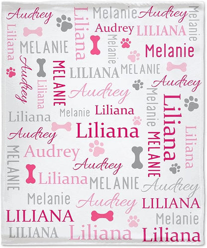 Personalized Dog Blankets Dog Paw Print Blanket Puppy Blanket 60"x50"