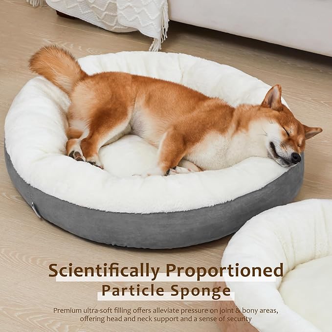 Love's cabin Round Donut Cat and Dog Cushion Bed 30in Pet