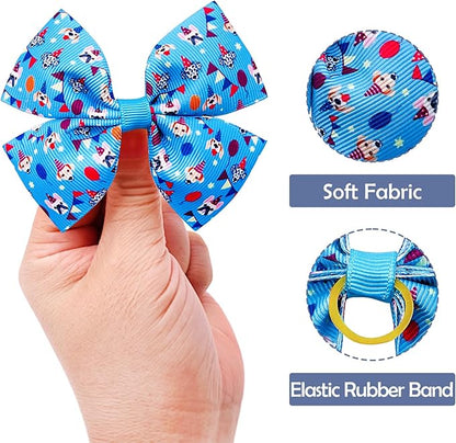 24Pcs/12 Pairs Birthday Dog Hair Bows with Rubber