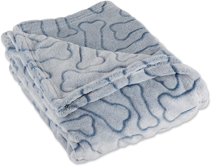 Bone Dry Embossed Bone Print Pet Blanket 36x48", Navy