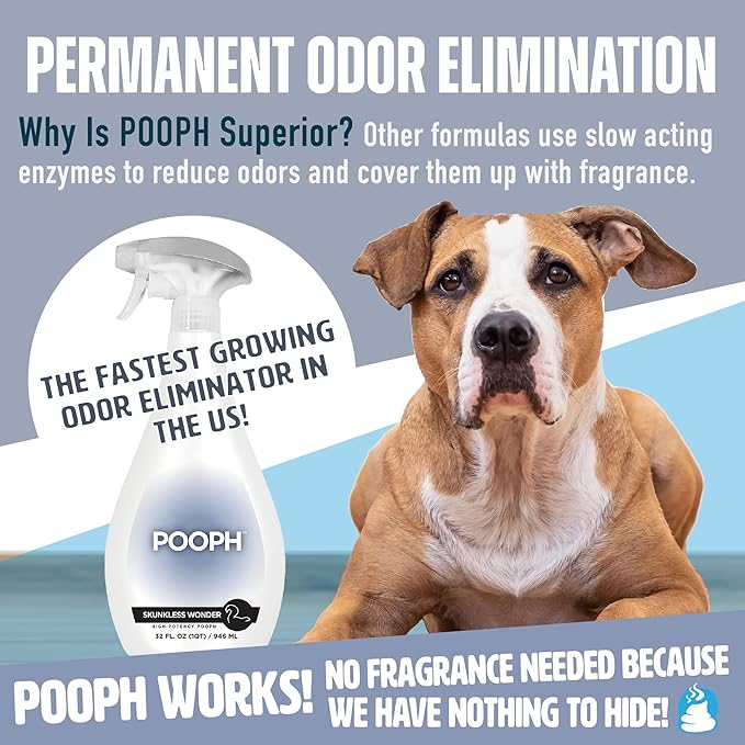 Pooph Skunk Odor Eliminator, 32oz Spray - Dismantles Skunk Odors on a Molecular Basis from Pets & Anything Else, Proprietary Formula Breaks Down Skunk Oils, Eliminates Odor on Clothing & More