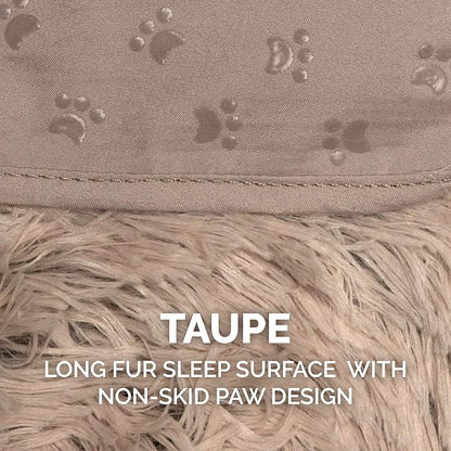 Furhaven Corner Cushion Seat Cover for Dogs & Cats, Washable, For Couches, Sectional Sofas, & L Shaped Couches - Snuggle Spot Shaggy Long Faux Fur Corner Throw - Taupe, One Size