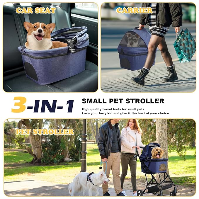 3 in 1 Dog Stroller 4 Wheels