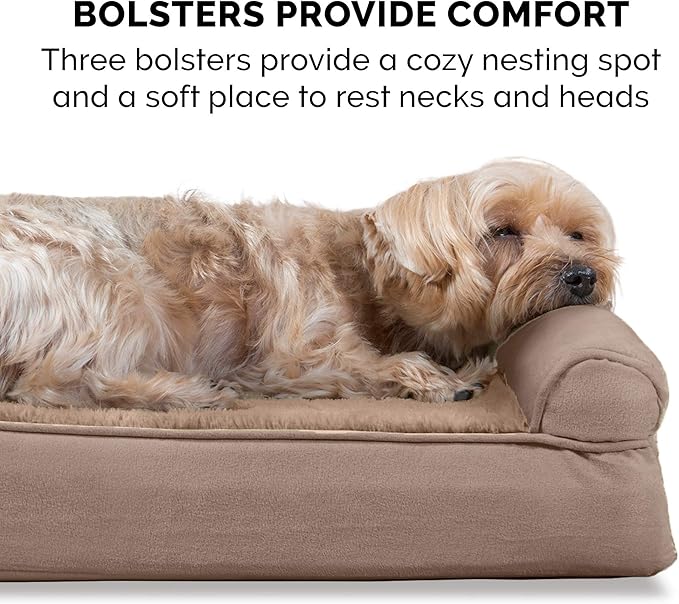 Furhaven Memory Foam Dog Bed for Large Dogs w/ Removable Bolsters & Washable Cover 95 lbs