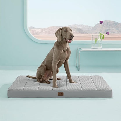 Bedsure Cooling Gel Foam Dog Bed for Large Dogs Cover(44"x32", Grey)