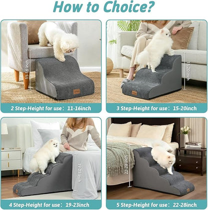 Dog Stairs for High Bed 23" H 15.7x33x22.6in, Dark 5 Tiers