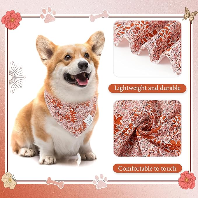 E-Clover Fall Dog Bandana & Matching Scrunchie-Leaves Dog