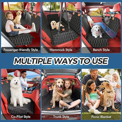 Dog Car Seat Cover for Back Seat 6-in-1 Waterproof 100% Scratchproof 60"x64"