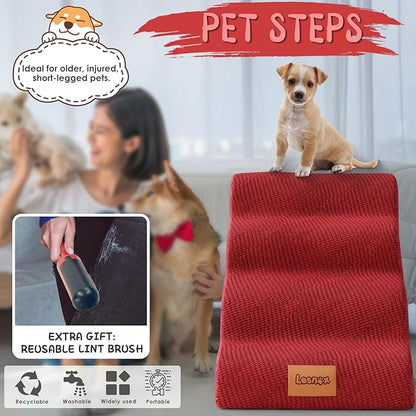 Dog Stairs for Bed 4 Step, 30D Foam Old/Injured,20.1" H
