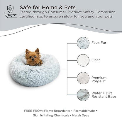 Best Friends by Sheri The Original Calming Donut Cat and Dog Bed in Shag Fur Frost 18"