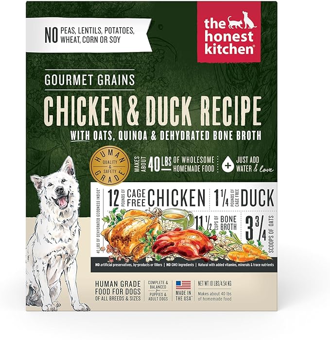 The Honest Kitchen Dehydrated Gourmet Grains Chicken & Duck Dog Food, 10 lb Box