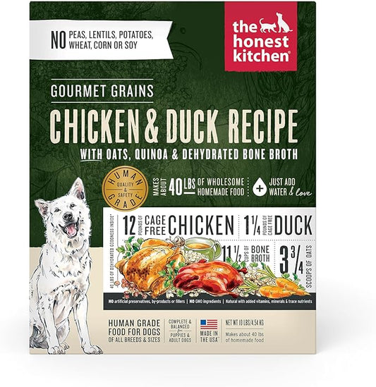 The Honest Kitchen Dehydrated Gourmet Grains Chicken & Duck Dog Food, 10 lb Box