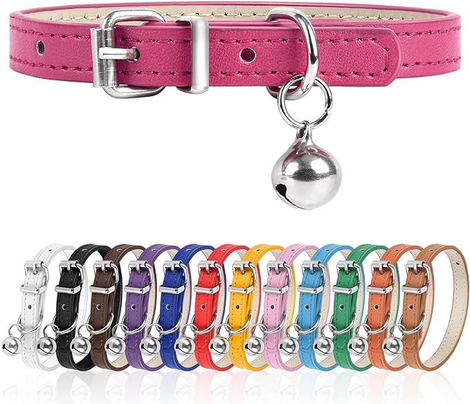 L Dog Collar for Small Dogs Adjustable Dog Collars Cat Collar for Small Medium Large Dogs 1.18 inch Width (HotPink