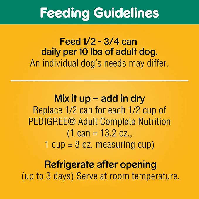 PEDIGREE CHOICE CUTS IN GRAVY Adult Canned Soft Wet Dog Food, Steak & Vegetable Flavor, 13.2 oz. Cans (Pack of 12)