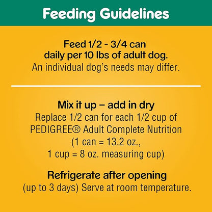 PEDIGREE CHOICE CUTS IN GRAVY Adult Canned Soft Wet Dog Food, Steak & Vegetable Flavor, 13.2 oz. Cans (Pack of 12)