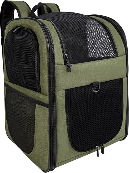 Apollo Walker Pet Carrier Backpack for Large/Small Cats and Dogs, Puppies, Safety Features and Cushion Back Support for Travel, Hiking, Outdoor Use (Green)