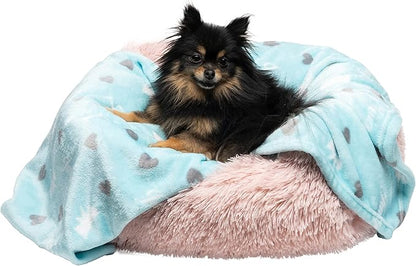 Juicy Couture Turquoise Blue Dog Blanket – Plush Puppy Blanket Throw, Printed, Breathable, Lightweight, Machine Washable, Cat Blanket for Small Medium & Large Pets