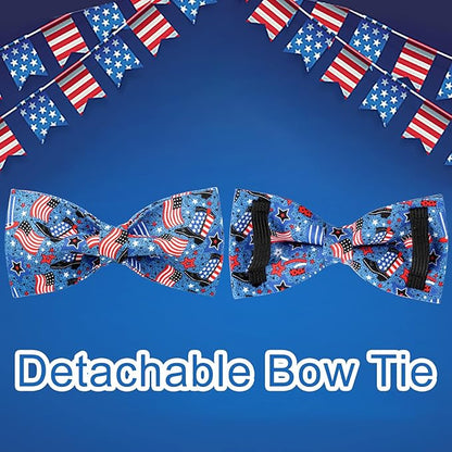 Patriotic Dog Collar with Bow Tie 4th of 13.5-22in