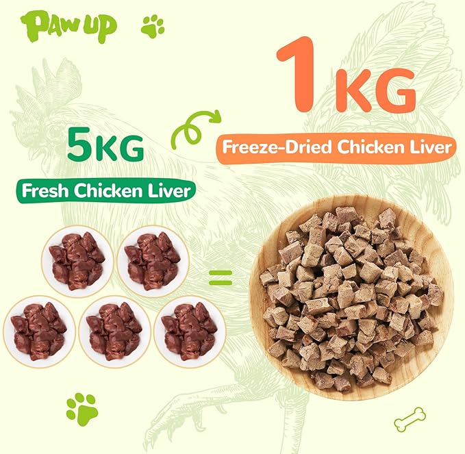 Freeze Dried Chicken Liver Pet Treats, High Protein Freeze-Dried Pet Food for Dogs, Cats, Fresh Ingredient Snacks, 4.6 oz, Rawhide Free&Grain Free