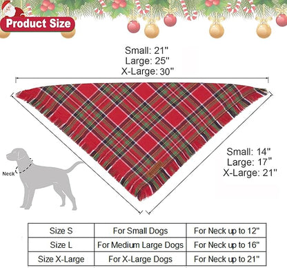 ADOGGYGO Christmas Dog Bandanas with Tassels Edges (Christmas-1, X-Large)