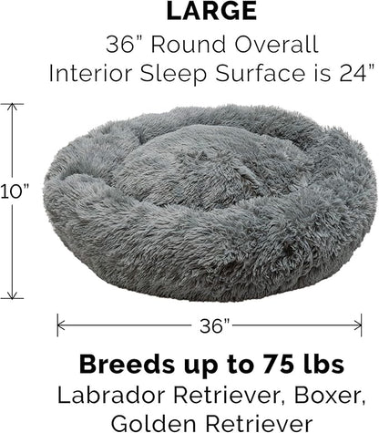 Furhaven 36" Round Calming Donut Dog Bed for Large/Medium Dogs 75 lbs