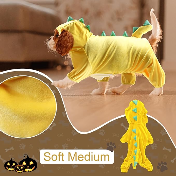 NACOCO Halloween Dog Dinosaur Costume - Pet Clothes Design Hoodie Yellow for Medium & Large Dog(Yellow, 3XL)