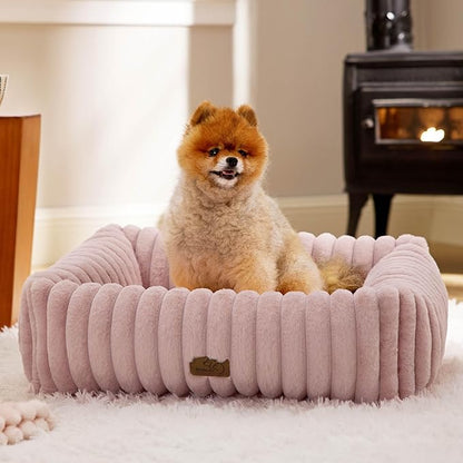 Bedsure Cute Dog Bed for Small Medium Dogs 25x21x7inches, Blush