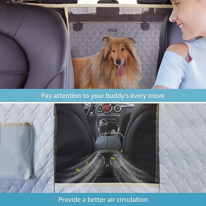 Lassie Dog Car Seat Covers for Back Seat Waterproof with Mesh Visual Window Durable Scratchproof Nonslip Dog Car Hammock with Universal Size Fits for Cars
