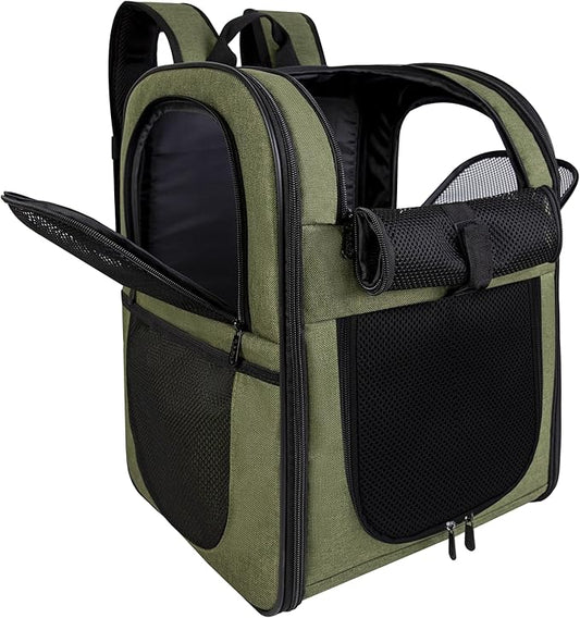 Apollo Walker Pet Carrier Backpack for Large/Small Cats and Dogs, Puppies, Safety Features and Cushion Back Support for Travel, Hiking, Outdoor Use (Green)