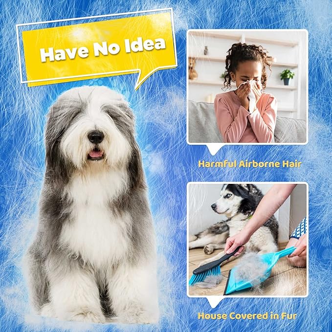 Upgrade Efficient Pet Hair Remover Gloves - Gentle Shedding Brushes for Dogs, Cats & Horses with Long and Short Hair - 1 Pair (Blue)