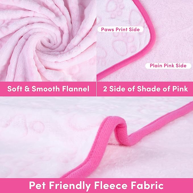 Stuffed 3pcs Premium Soft Dog Blankets for Medium Dogs, Cat Blanket Calming Washable for Bed Couch Crate Protection Cover, Dog Puppy Kitten Essentials Christmas Dog Gifts, 32 * 40 inches, Pink