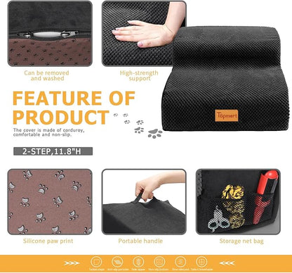 Topmart High Density Foam Pet Steps 2 Tiers 11.8" High,Non-Slip