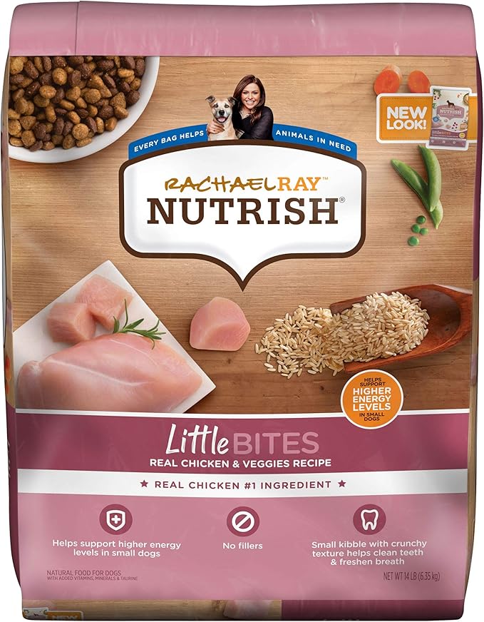 Rachael Ray Nutrish Little Bites Dry Dog Food, Chicken & Veggies Recipe for Small Breeds, 14 Pound Bag