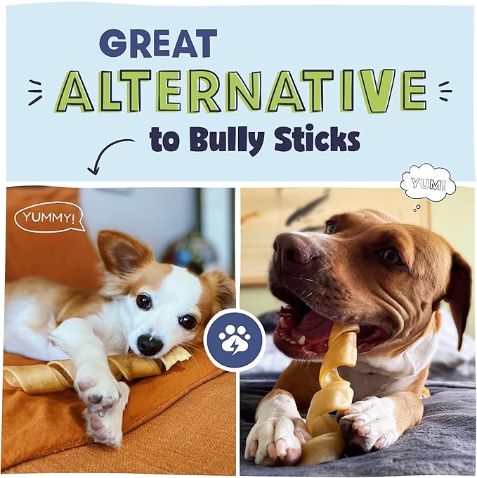 Pawstruck Natural Large Collagen Stick Springs for Dogs - Vet-Approved Long Lasting Alternative to Traditional Rawhide & Bully Sticks w/Glucosamine & Chondroitin - 4 Pack - Packaging May Vary