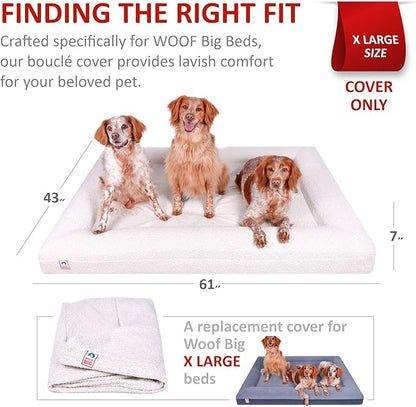 Replacement Cover Only (Beds Sold Separately) - Creamy White Boucle - Machine Washable - Anti-Slip - YKK Zippered (Extra Large)