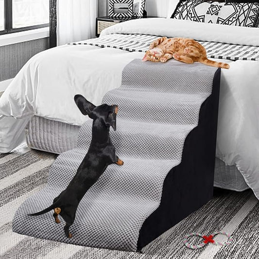 Foam 5 Tier Dog Steps&Stairs for High Beds 25 inches High