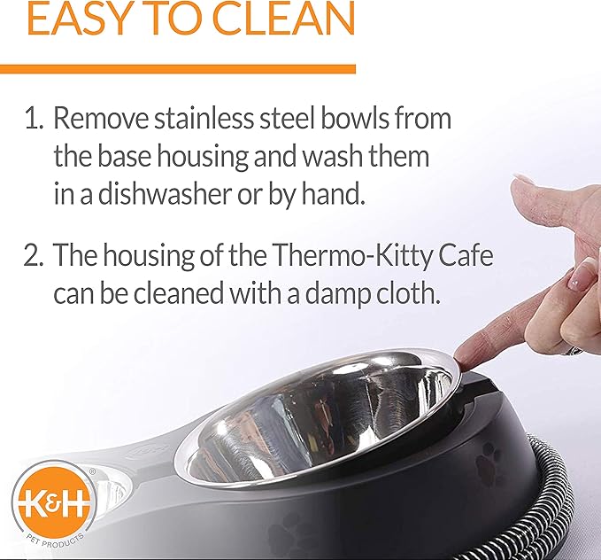 K&H Pet Products Heated Thermo-Kitty Café Outdoor Heated Cat Bowls, Feral Cat Feeding Station - No More Frozen Food or Water, 2093