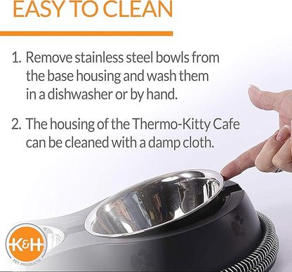 K&H Pet Products Heated Thermo-Kitty Café Outdoor Heated Cat Bowls, Feral Cat Feeding Station - No More Frozen Food or Water, 2093