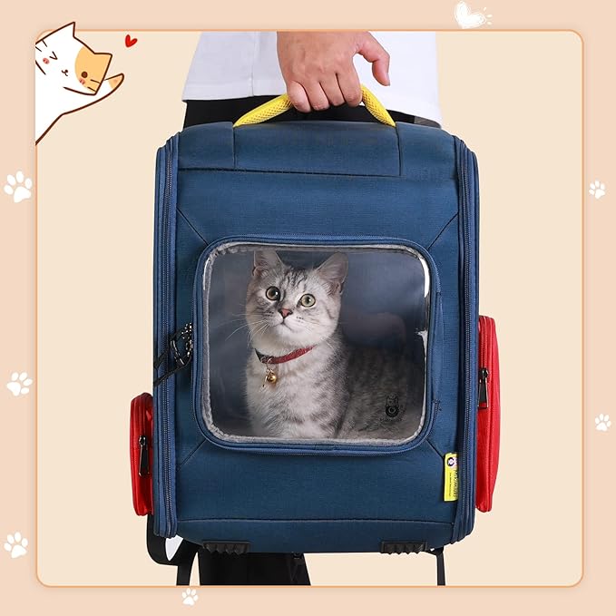 Cat Backpack Breathable Pet Carrier for Cats and Small Dogs, Dark Powder Blue