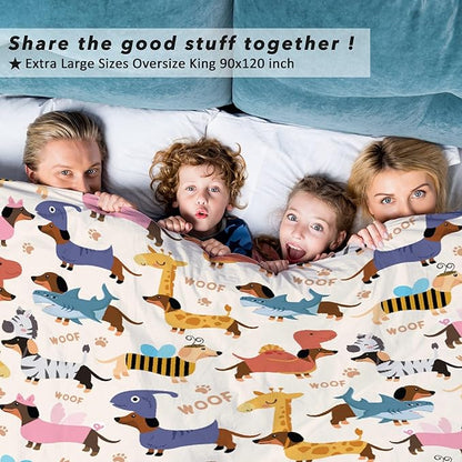 Dachshund Dogs Blanket Gifts for Pet Dog Lovers Girls Boys 120x90 in