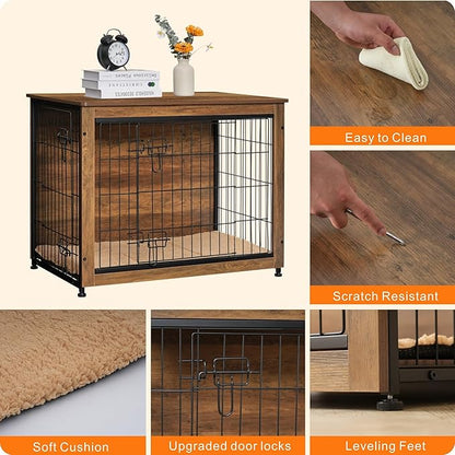 DWANTON Dog Crate Furniture with Cushion 32.5" L,