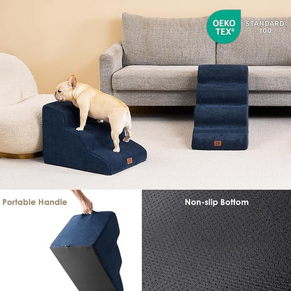 EHEYCIGA Curved Dog Stairs for Small Dogs 15.7" H 3-Step Dog