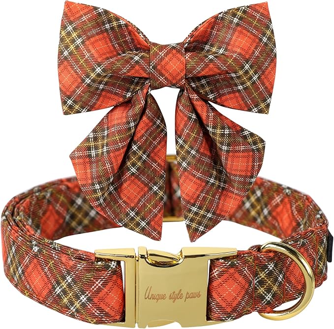 Unique Style Paws Cotton Dog Collar with Bow