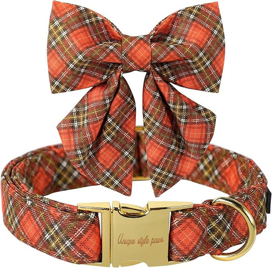 Unique Style Paws Cotton Dog Collar with Bow