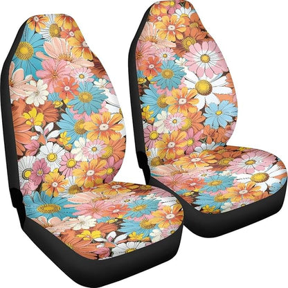 Groovy Hippie Flower Daisy Car Seat Covers Full Set of 2