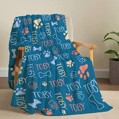 Personalized Dog Blankets Dog Paw Print Blanket Puppy Blanket 60"x50"