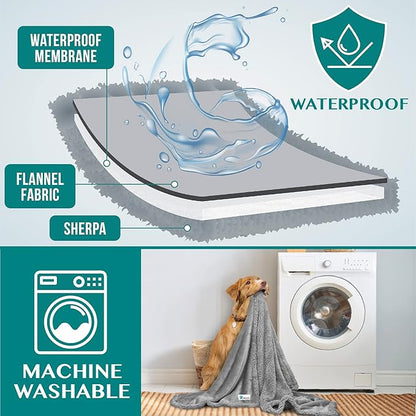 PetAmi WATERPROOF Dog Blanket for Bed 80x60 Light