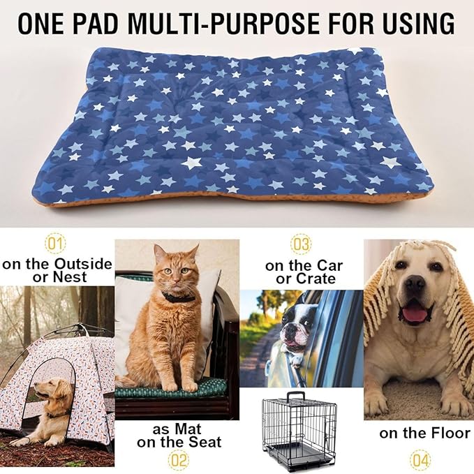Stars Pet Bed Pad Soft Dog Bed Mat with Anti-Slip Bottom